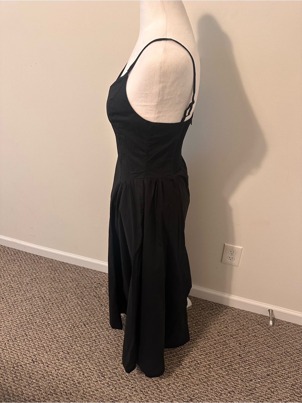 Aritzia Babaton Black Technique Poplin Drop Waist Midi Dress Size 0 - Picture 2 of 7